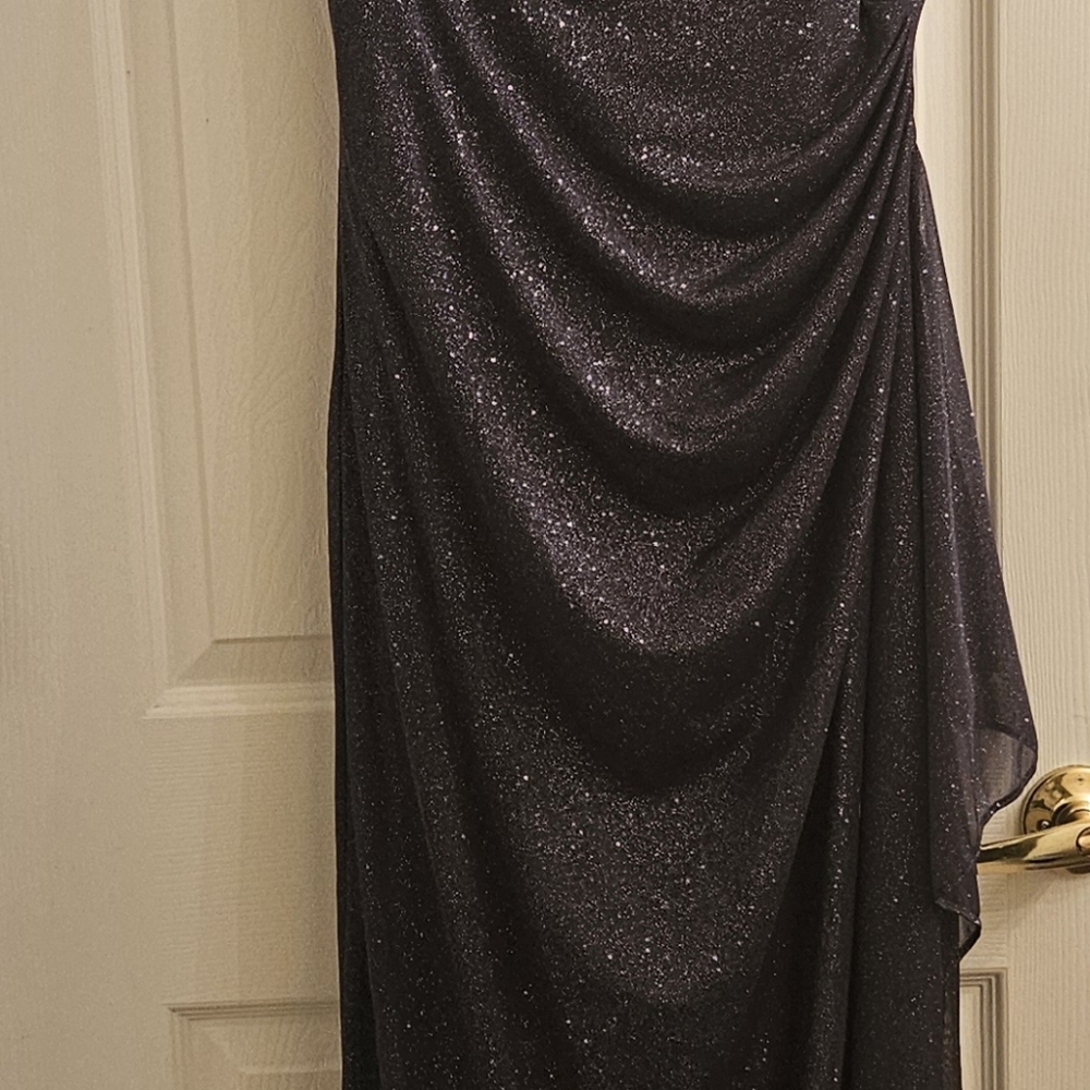 Alex Evenings Gray One Shoulder Ruched Gown